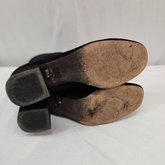 Free People Size 39 US 8.5 Cecile Black Suede Heeled Career Ankle Boots Zip Clos - Picture 6 of 9